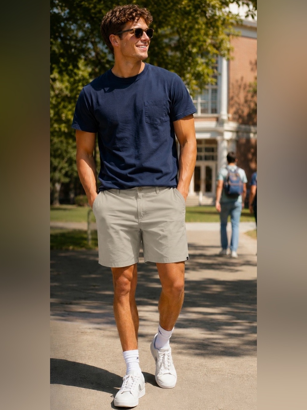 Good Man Brand Beige Drawstring Shorts 7" Inseam NWT Mens